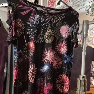 Rock & Republic Multicolor Fireworks Short Sleeve Top
